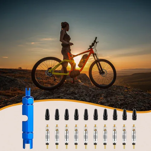 Miniatura 6 de 10 piezas de núcleo de válvula para Presta, repuesto de bicicleta de núcleo de válvula sin cámara con herramienta de desmontaje de núcleo de válvula