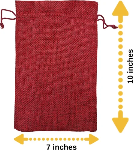 Miniatura 3 de Supply Friend 50 bolsas de arpillera roja con cordón, bolsa de regalo de 7 x 10 pulgadas, paquete a granel para tazas, tarros Mason, Navidad, Rojo