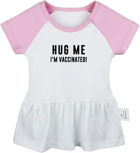 Miniatura 5 de Pack of 2, Kiss Me I'm Vaccinated & Hug Me I'm Vaccinated Funny Dresses Newborn Infant Baby Girls Princess Dress Ruffle