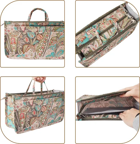 Miniatura 4 de Bolso de mano estilo cartera de Vercord para mujer con organizador incorporado, estampado bien definido, con manijas y cremallera, tamaño 2