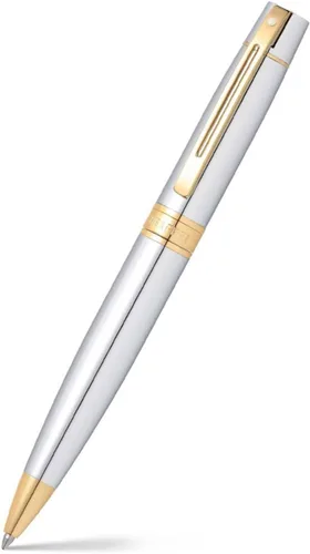 Sheaffer 300 - Bolígrafo de punta redonda con detalles en cromo y tono dorado Ribete cromado/dorado