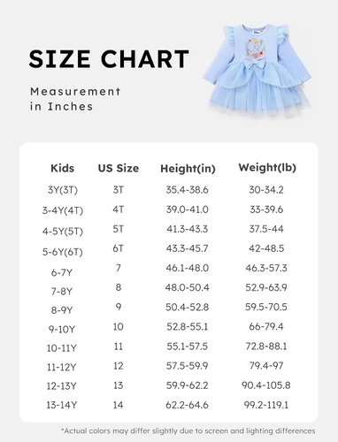 Miniatura 7 de Disney Vestido de tul de manga larga para bebé de princesa, disfraz de fiesta de cumpleaños