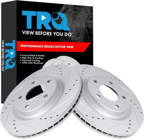Miniatura 27 de TRQ Juego de rotores de freno de rendimiento trasero con revestimiento G premium compatible con Mazda 6 2014-2021