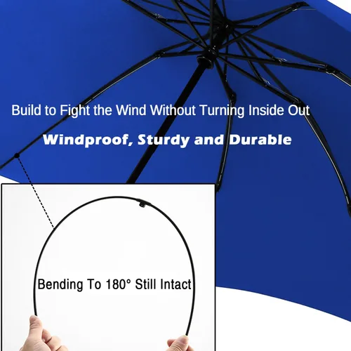 Miniatura 111 de LANBRELLA Paraguas plegable inverso compacto paraguas de viaje a prueba de viento automático