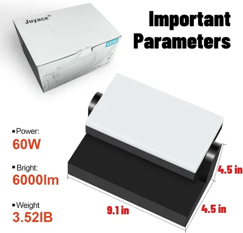 Miniatura 2 de Juyace Reflectores LED de 60W para Exteriores Luminaria de Pared Sin Fotocélula Equipos de Iluminación para Casa Rotacional 360° 6000lm 5000K IP65