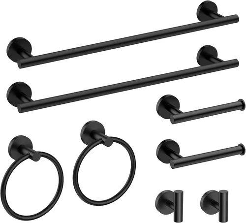 Miniatura 15 de USHOWER Juego de accesorios de baño de níquel cepillado, juego moderno de barra de toalla de 24 pulgadas montado en la pared, juego de accesorios