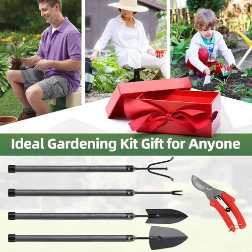 Miniatura 7 de Juego de herramientas de jardín, 5 piezas de herramientas de jardín con extensiones, herramienta de jardinería de metal resistente a prueba