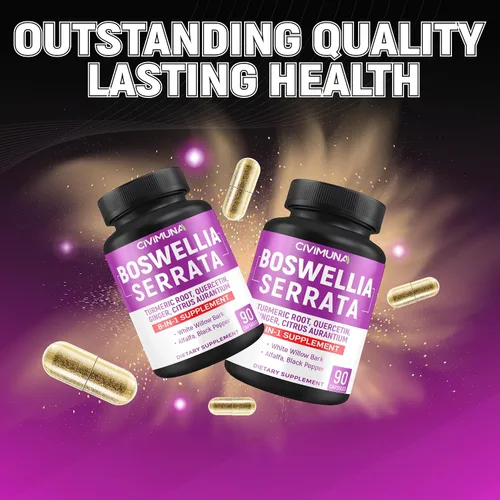 Miniatura 7 de Cápsulas de extracto de Boswellia 8550 mg 90 cápsulas - 3 meses de suministro Boswellia, cúrcuma, quercetina