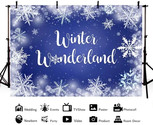 Miniatura 2 de MEHOFOND Fondo de fotografía de copo de nieve de invierno de 8 x 6 pies, diseño de lunares con purpurina azul marino, decoración de baby shower