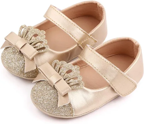 Uineky Zapatos de vestir para bebés y niñas recién nacidas, zapatos planos estilo Mary Jane, antideslizantes, ligeros, suela suave, zapatos de boda