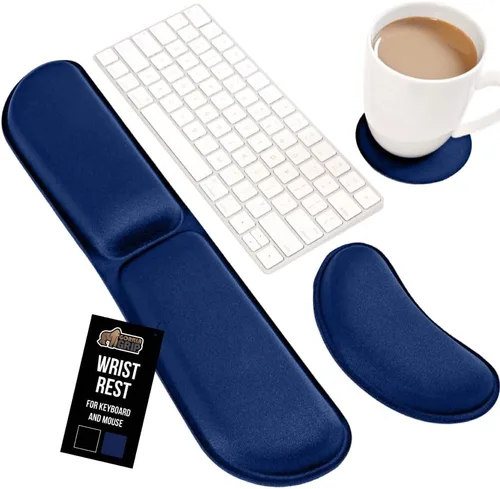 GORILLA GRIP Reposamuñecas de teclado de espuma viscoelástica sedosa para computadora y mouse, almohadilla de soporte ergonómica para escribir, Negro