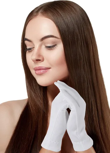 Miniatura 4 de XS Extra Small 10 pares de guantes de algodón 100% premium para manos secas Guantes hidratantes nocturnos para eczema, psoriasis y tratamiento