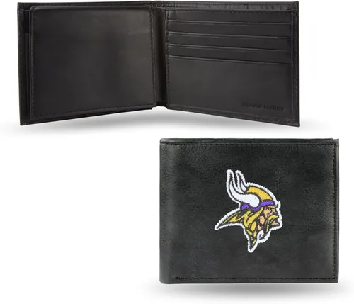 Miniatura 20 de Rico Industries Billetera de cuero bordada para hombre de la NFL