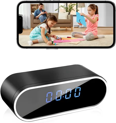 NJINALW Cámara de reloj inteligente, WiFi HD 1080P Mini cámara inalámbrica con visión nocturna, detección de movimiento y visión remota, cámara de