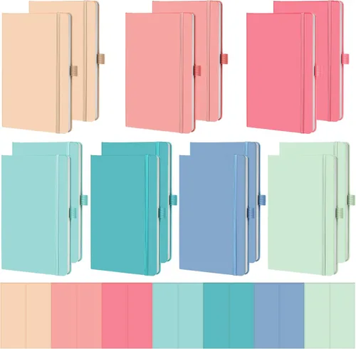 Miniatura 10 de Laumoi 7 Pack Hardcover Journal Notebooks Bulk A5/A4/B5 Journaling Notebook Wide Ruled PU Leather Ruled Lined Journals with Pen Holder for School