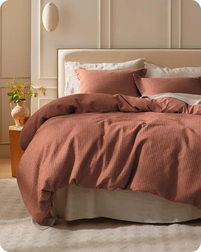 Miniatura 16 de Bedsure - Funda de edredón de algodón tamaño King - 100% algodón de tejido gofre color verde bosque, juego de ropa de cama GentleSoft™ transpirable