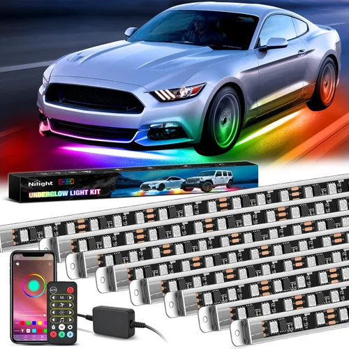 Miniatura 18 de Nilight 4 Piezas Tiras de Luces de Acento de Neón Underglow de Aluminio 396 LEDs Color de Ensueño Asistencia de Puerta Función Activa de Sonido