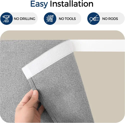 Miniatura 4 de Foxdecor Cortinas opacas adhesivas para dormitorio, sala de estar, 36 pulgadas de largo, sin taladro, aislamiento térmico y protección UV, cortinas