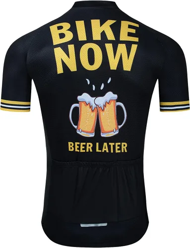Miniatura 2 de BIKE BEER Bike Now Maillot de ciclismo Jersey de cerveza para hombre, camiseta de ciclismo XXL, color negro, Negro