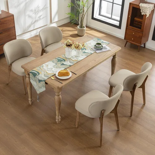 Miniatura 30 de YOUNIKE Silla de comedor con respaldo alto, silla única de cocina estilo moderno de mediados de siglo, silla acentuada sin brazos de tela bouclé