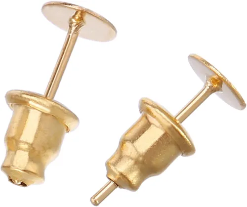 Miniatura 3 de Outus 100 pendientes de acero inoxidable con forma de bala de embrague y pendientes en blanco (dorado)