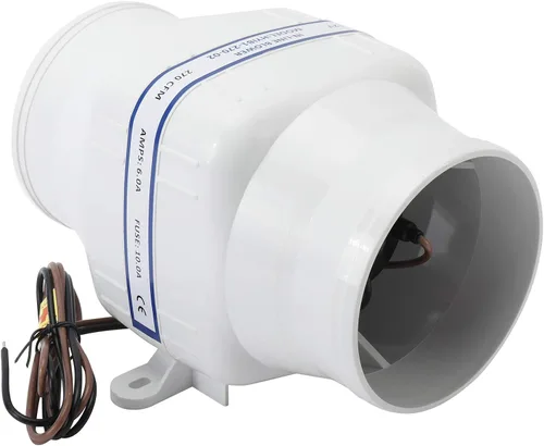 Miniatura 3 de YaeMarine Marine Boat en línea soplador de aire de sentina 12 V eléctrico 4 "barco motor soplador 270CFM con seis cuchillas para yate velero barcos