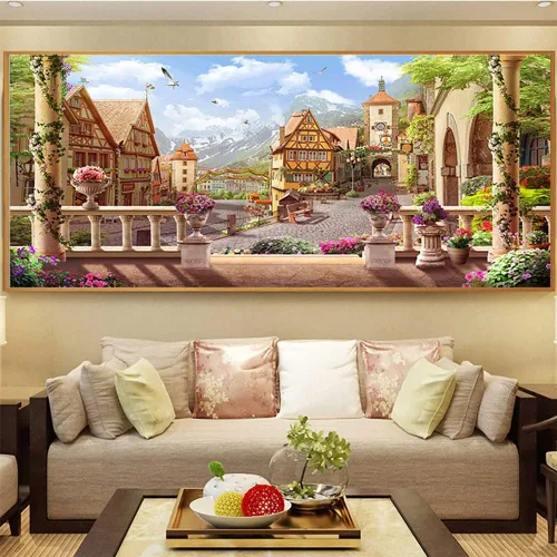 Miniatura 13 de Twinkel Pinkel Kits de pintura de diamantes 5D grandes para adultos, paisaje, cabaña, taladro completo, pintura de diamante, arte de bordado