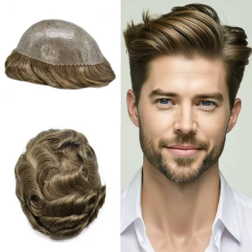 Miniatura 31 de Toupee for Men Hair Piece Real Human Hair Full Poly Skin Mens Toupee Mens Hair System Injected PU Hair System Invisible Hairpiece for