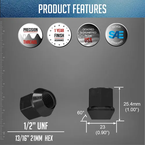 Miniatura 3 de Wheel Accessories Parts Tuercas de extremo abierto de 1/2"-20 roscas Bellota de 1.00" 0.984 in de largo 13/16" 0.827 in hexagonal para Ford Bronco