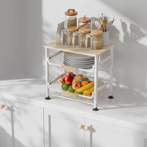 Miniatura 2 de NiuYichee - Cesta de almacenamiento de frutas de cocina de 3 capas con estante para snacks, estante de almacenamiento en encimera, estante