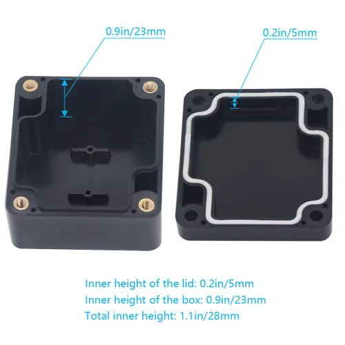Miniatura 6 de Zulkit. - Caja de plástico impermeable ABS IP65. - Caja de derivación eléctrica - color negro.