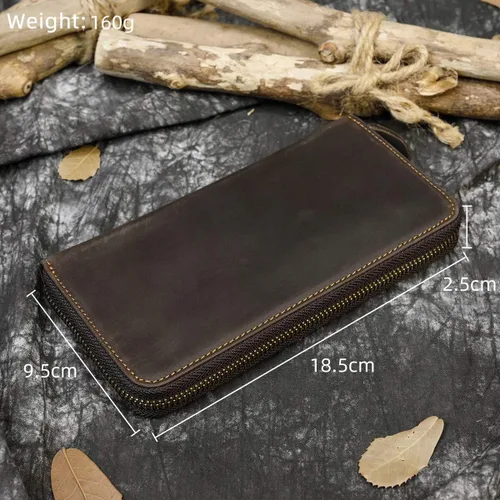 Miniatura 2 de LUUFAN Billetera larga de cuero genuino para hombre, cartera plegable grabada