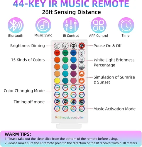 Miniatura 2 de RGBZONE Controlador LED Bluetooth RGB, controlador de tira de luces LED de música inteligente de 4 pines, control remoto IR de 40 teclas para tiras