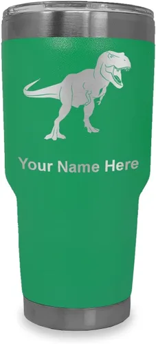 Miniatura 21 de LaserGram Vaso aislado al vacío de 20 onzas, dinosaurio Tiranosaurio Rex, grabado personalizado incluido (negro)