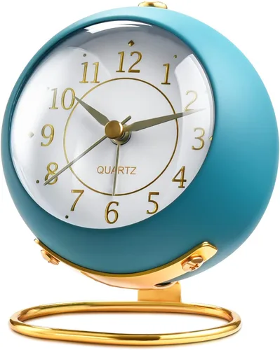 Miniatura 16 de Tetino Relojes despertadores analógicos, retroiluminación retro, bonito diseño simple, pequeño reloj de escritorio con luz nocturna, silencioso sin