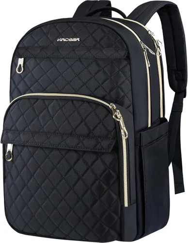 Miniatura 6 de KROSER Mochila para laptop para mujer de 15.6 pulgadas, mochila diaria elegante con puerto de carga USB, mochila de nailon repelente al agua