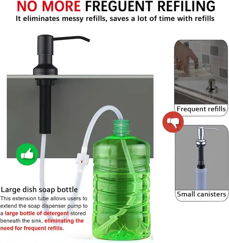 Miniatura 2 de Kit de tubo de extensión dispensador de jabón para fregadero con válvula de retención mejorada, tubo dispensador de jabón debajo del mostrador de 47