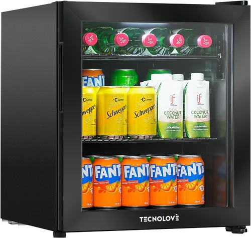 Refrigerador de Bebidas, Mini Refrigerador, Independiente, 1.6 Pies Cúbicos se Enfría Hasta 32 ℉, Acero Inoxidable, Pantalla Táctil LED Control