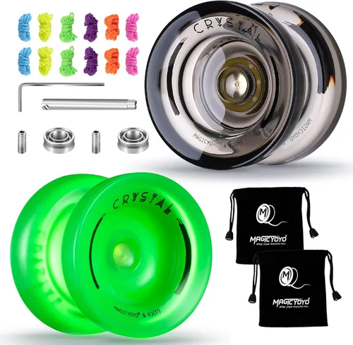 Miniatura 16 de MAGICYOYO K2 Yoyo Cristal Negro Profesional, Yoyo Sensible para Niños Principiantes con Rodamiento Extra No Sensible Yo Yo, Yoyo Pro de Plástico