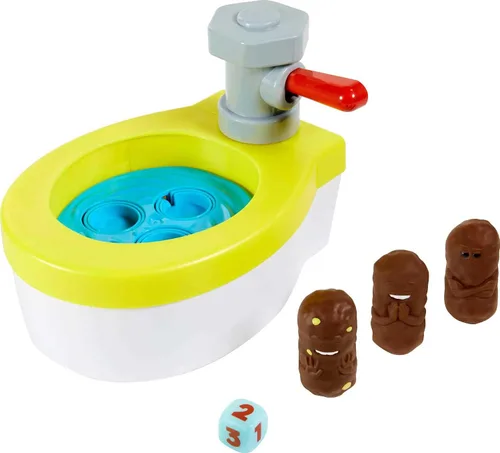 Miniatura 6 de Mattel Games Flushin’ Frenzy Overflow - Juego de mesa para niños con inodoro de juguete, 3 lanzadores, 1 dado e instrucciones, regalo para niños a
