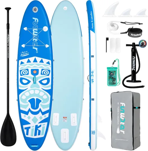 Miniatura 18 de FunWater 8'/10'/10'6"/11'6" Inflatable Stand Up Paddle Board with Premium SUP Paddleboard Accessories, Wide Stable Anti-Slip EVA Deck,Paddle Boards