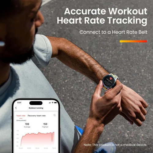 Miniatura 7 de Amazfit Cheetah Smart Watch 47mm, GPS de doble banda, monitor de sueño, reloj deportivo con entrenador de carrera AI, Amazon Alexa integrado