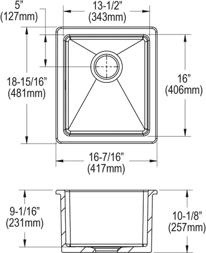 Miniatura 9 de Elkay SWU1517WH - Fregadero de barra de montaje inferior de arcilla refractaria de 16-7/16" x 18-15/16" x 9-1/16", color blanco