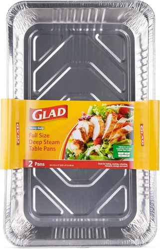 Miniatura 6 de Glad Sartenes de vapor desechables de aluminio de tamaño medio, sartenes de aluminio resistentes para vapor, hornear, asar, preparar comidas