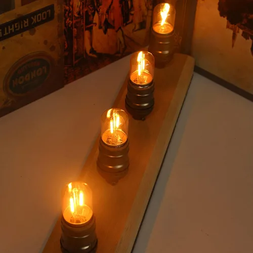 Miniatura 6 de Bombillas LED ámbar E26 de 1 W, T28 Mini Edison tubo lámpara de 2200 K cálidas, equivalente a 10 W, bombilla decorativa de repuesto no regulable