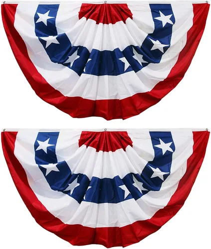 Miniatura 15 de HOOSUN Decoraciones del 4 de julio, banderines de bandera estadounidense para exteriores, decoraciones patrióticas del 4 de julio de 1.5 x 3 pies