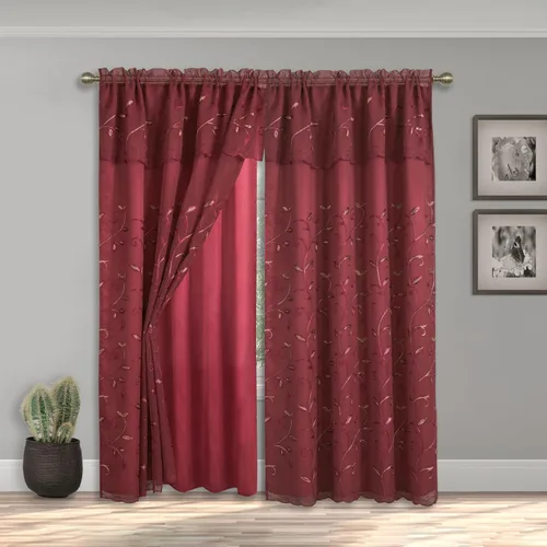 Miniatura 2 de Juego de panel de cortinas Elegant Comfort Luxury para ventanas con cenefa adherida y fondo, de 54" x 84" (juego de 2)