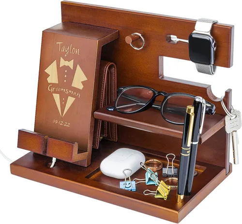 Miniatura 12 de awofer Estación de acoplamiento de madera personalizada para teléfono, versículo bíblico personalizado, regalos religiosos para hombres, múltiples