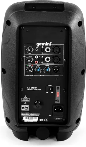 Miniatura 7 de Gemini - Altavoz PA alimentado de 500 W de 8 pulgadas, monitor de suelo activo ligero con ecualizador, entradas de micrófono/línea, gabinete