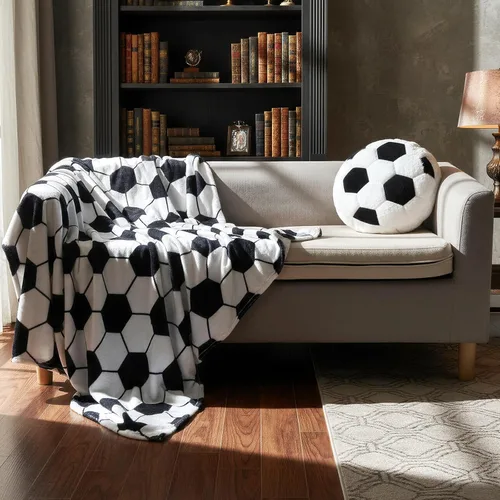 Miniatura 7 de SmoothNovelty El juego de 2 almohadas y mantas de fútbol incluye 40 x 50 pulgadas, manta de franela de fútbol suave y esponjosa, cojín de felpa